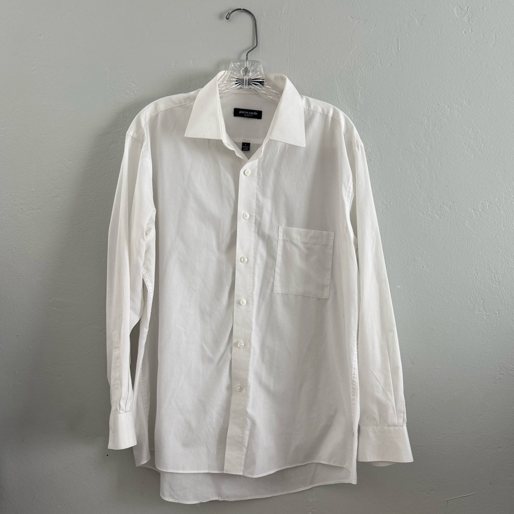 Men’s White Dress Shirt Slim Fit Size Large